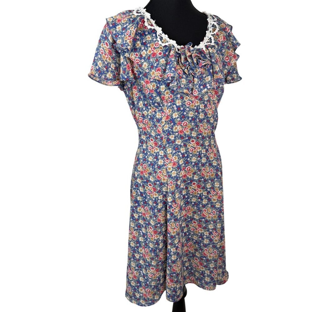 Gunne Sax Jessica McClintock Vintage Ditsy Floral Mini Dress Sz 9/10 - Picture 2 of 10